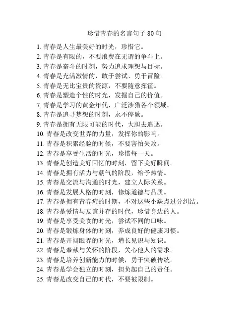 珍惜青春的名言句子80句