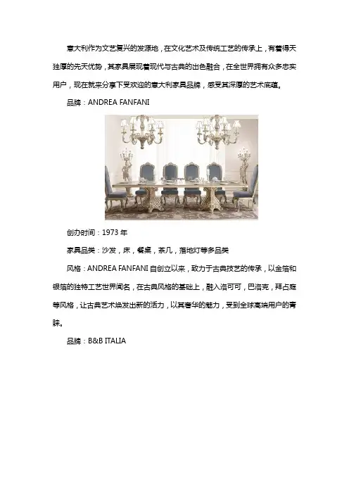 受欢迎的意大利家具进口品牌有哪些