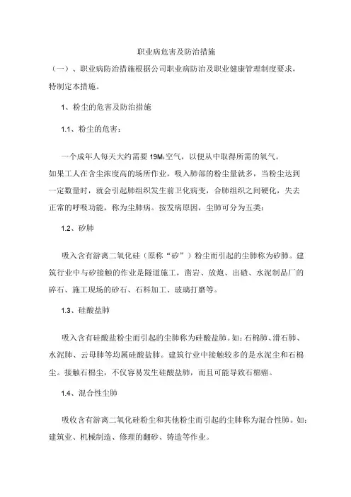 职业病危害及防治措施