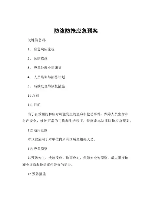 防盗防抢应急预案