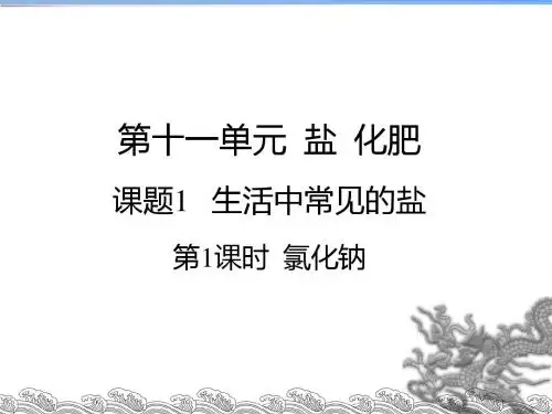 人教版化学九年级下册第十一单元 盐   化肥 - 课题1   生活中常见的盐二课时课件