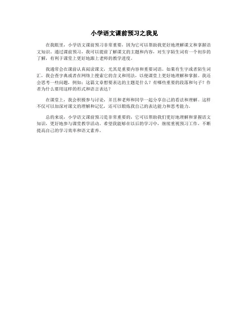 小学语文课前预习之我见