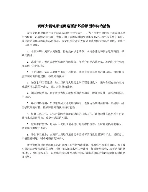 黄河大堤堤顶道路路面损坏的原因和防治措施