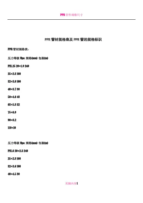 PPR管材规格表及PPR管的规格标识37132