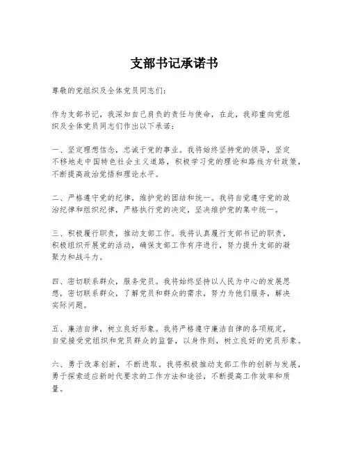 支部书记承诺书