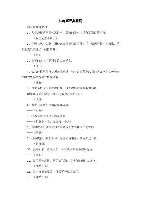最新-林宥嘉经典歌词 精品
