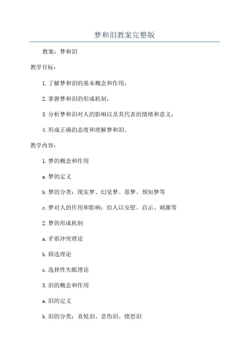 梦和泪教案完整版