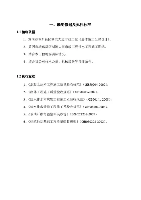 湖滨大道排水工程施工方案(改)