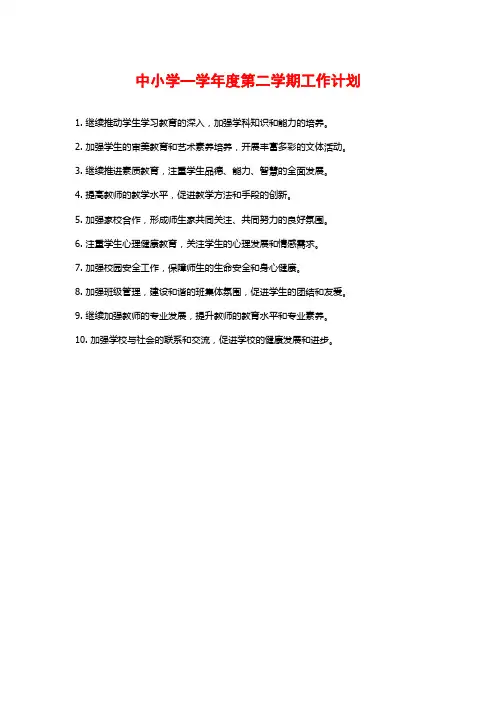 中小学—学年度第二学期工作计划