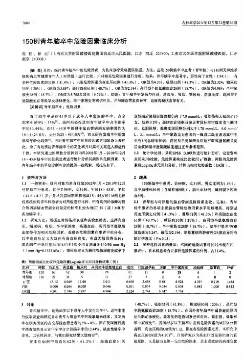 150例青年脑卒中危险因素临床分析