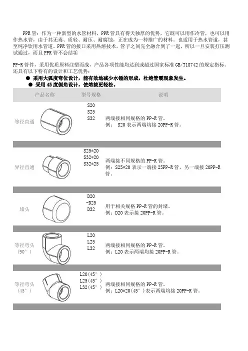 PPR管配件名称型号规格