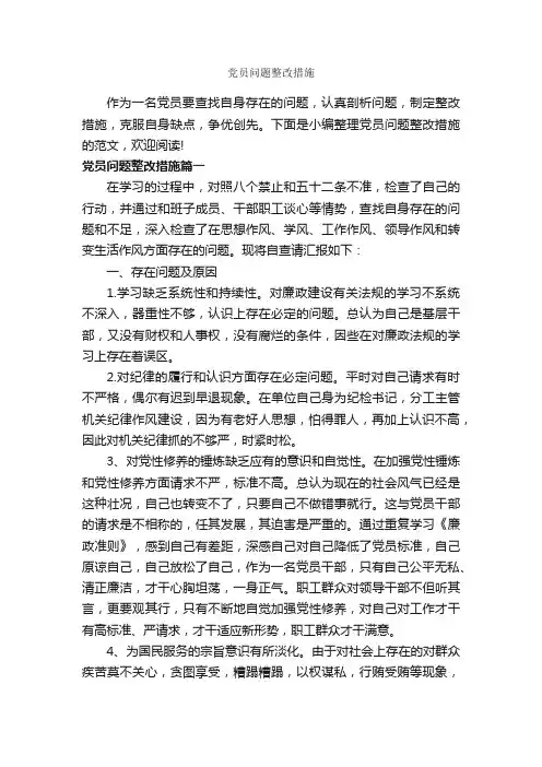 党员问题整改措施_整改措施_