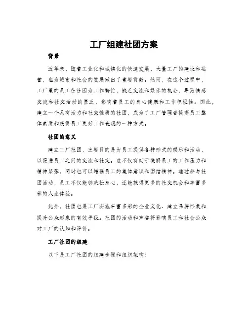 工厂组建社团方案
