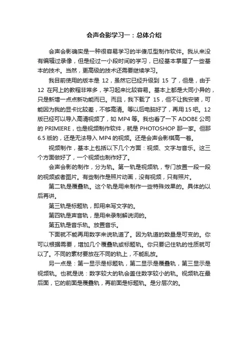 会声会影学习一：总体介绍