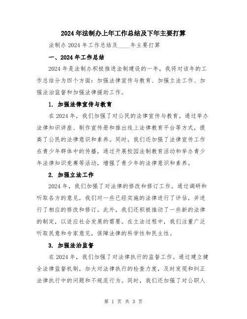 2024年法制办上年工作总结及下年主要打算