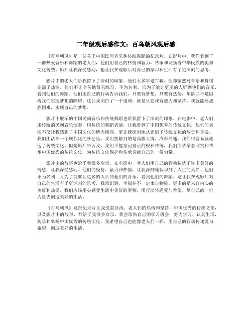 二年级观后感作文：百鸟朝凤观后感