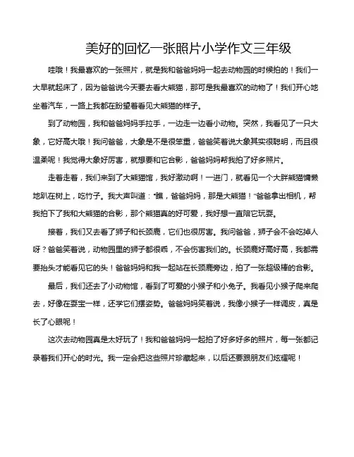 美好的回忆一张照片小学作文三年级