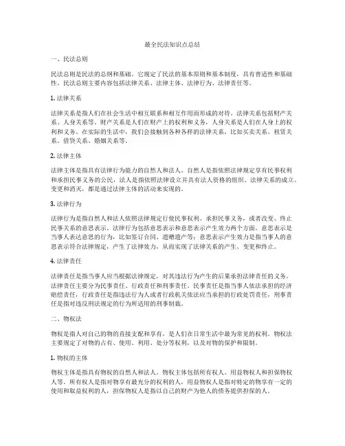 最全民法知识点总结