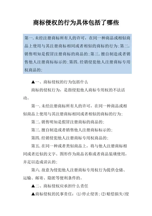 商标侵权的行为具体包括了哪些