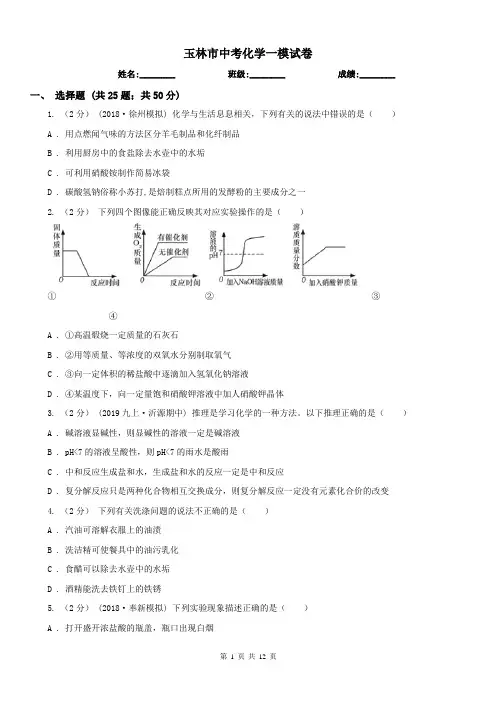 玉林市中考化学一模试卷