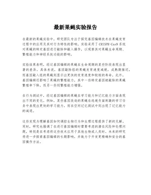 最新果蝇实验报告