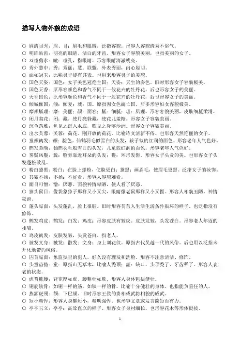 描写人物外貌的成语