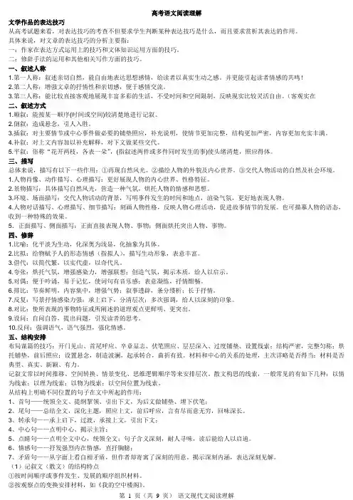 高考语文阅读理解解题技巧__已整理归纳___超节省纸张 (1)