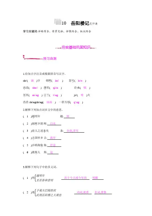 新人教部编版九年级语文上册10 岳阳楼记  范仲淹