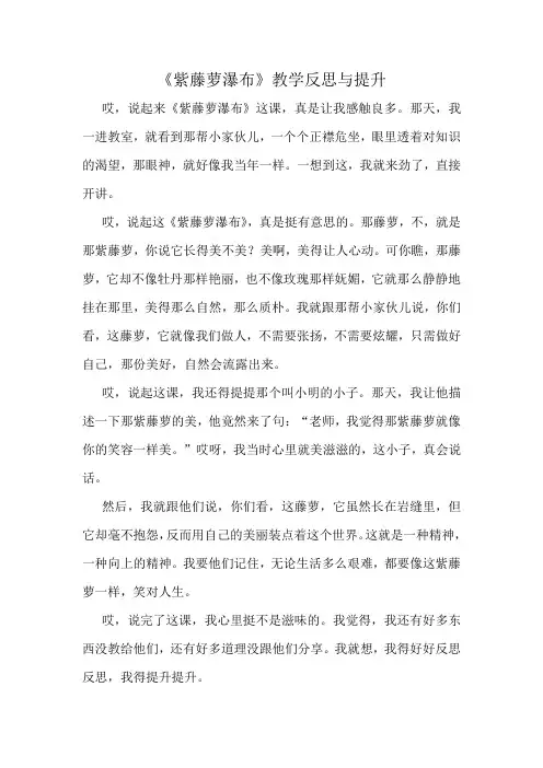 《紫藤萝瀑布》教学反思与提升