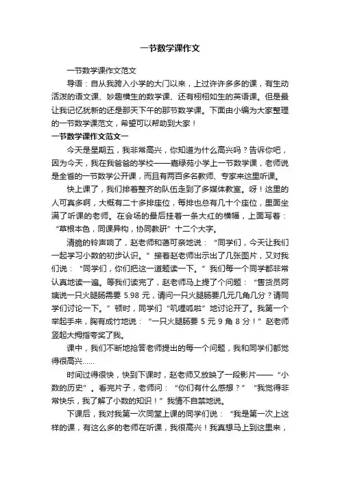 一节数学课作文范文
