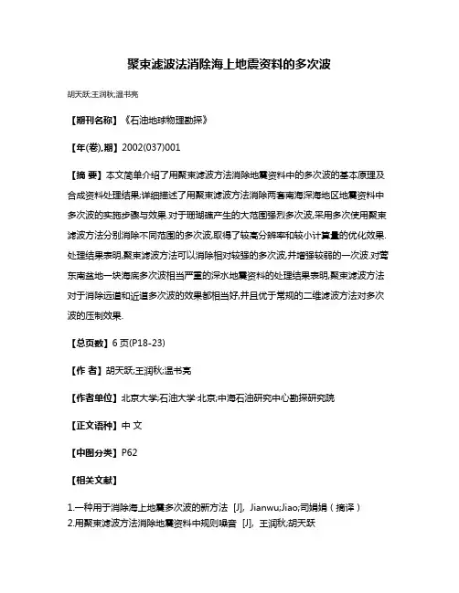 聚束滤波法消除海上地震资料的多次波