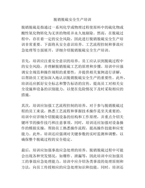脱销脱硫安全生产培训