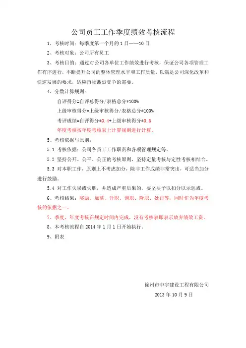 季度考核表