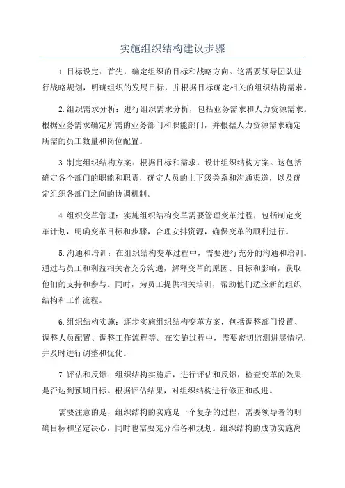 实施组织结构建议步骤