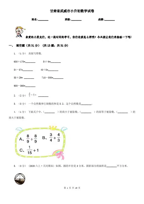 甘肃省武威市小升初数学试卷