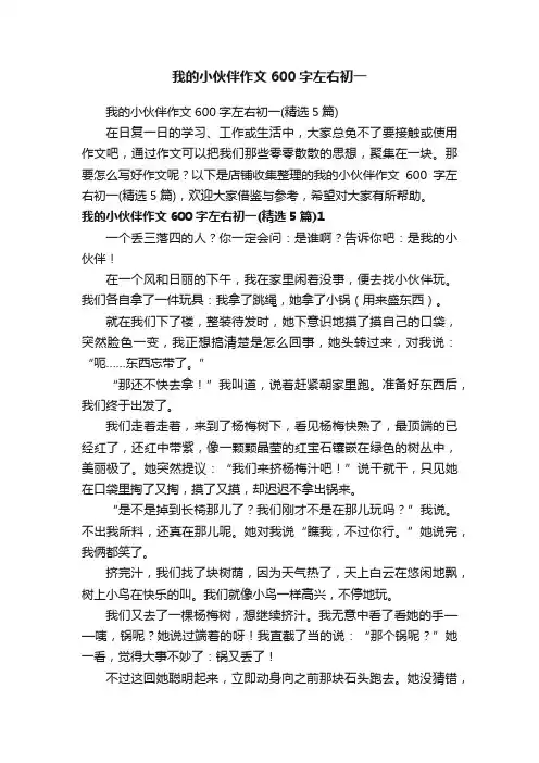 我的小伙伴作文600字左右初一