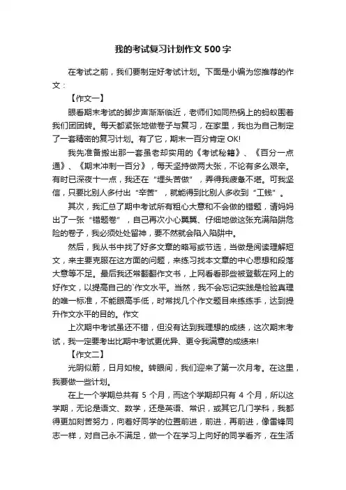我的考试复习计划作文500字