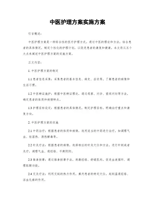 中医护理方案实施方案 3