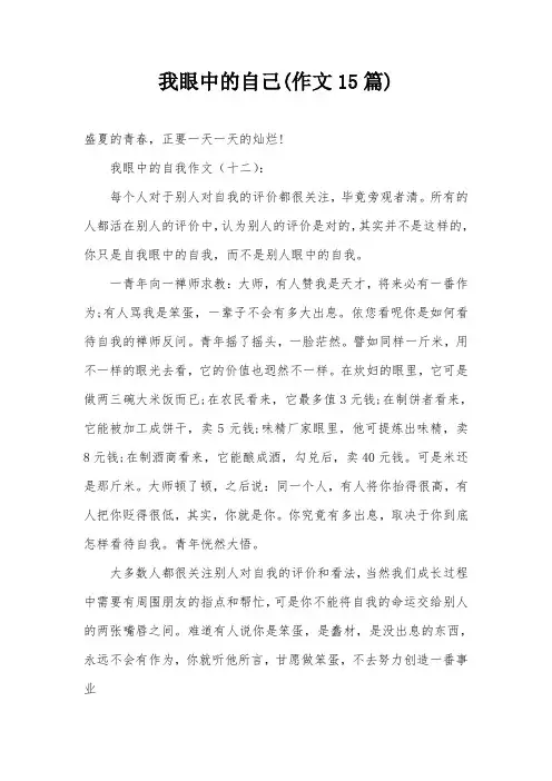 我眼中的自己(作文15篇)