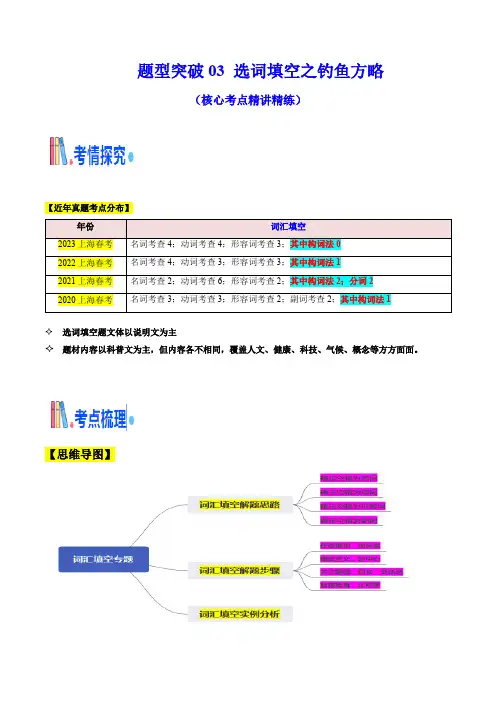 题型突破03 选词填空之钓鱼方略(核心考点精讲精练)(解析版)