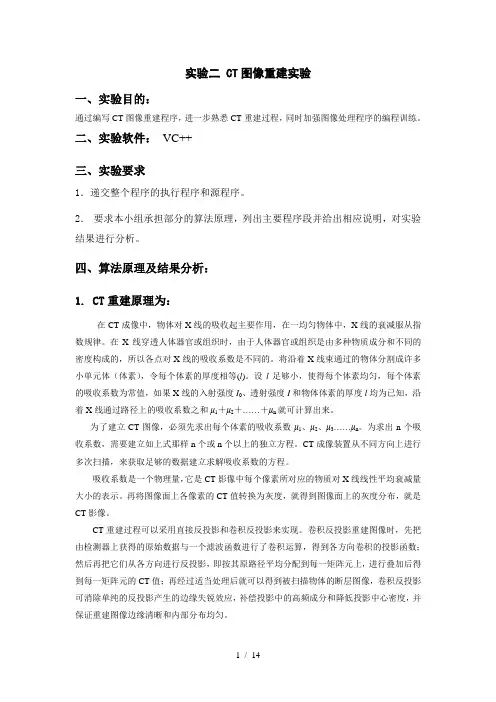 实验二CT重建实验报告