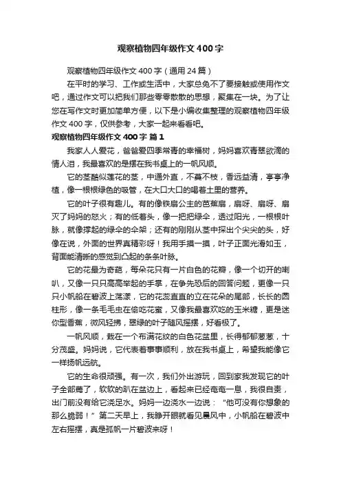 观察植物四年级作文400字