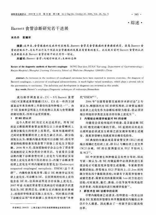Barrett食管诊断研究若干进展