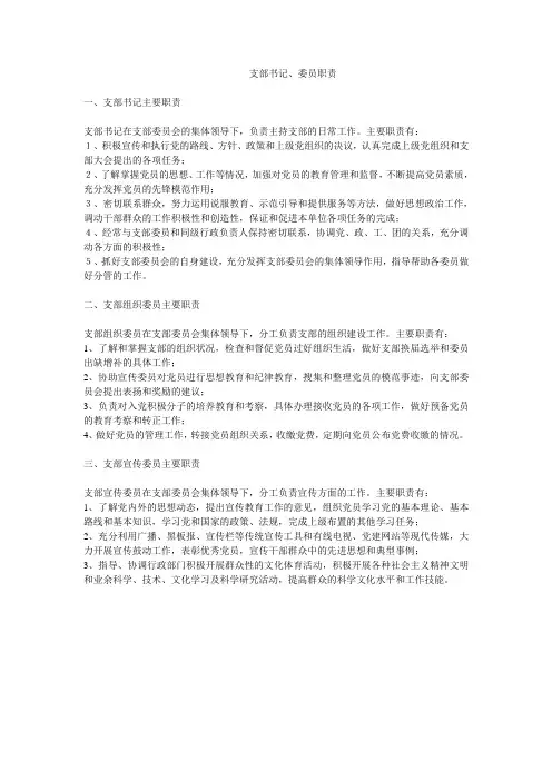 支部书记、委员职责