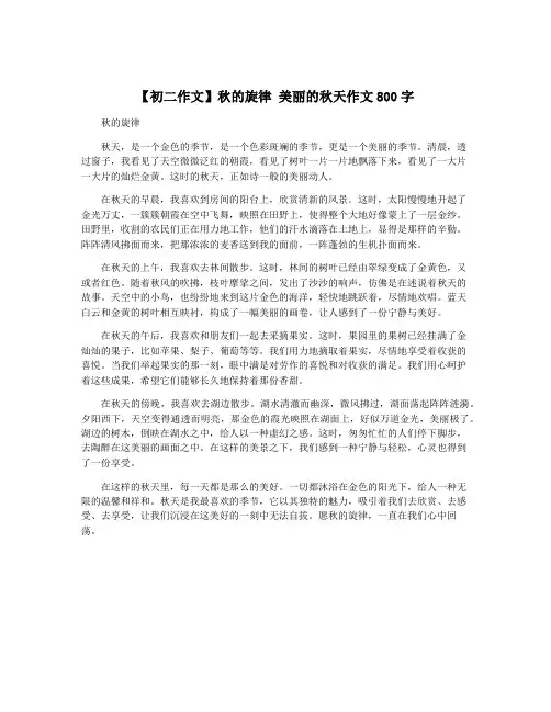 【初二作文】秋的旋律 美丽的秋天作文800字