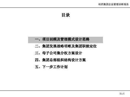 医学课件哈药集团有限公司管理模式和组织结构报告