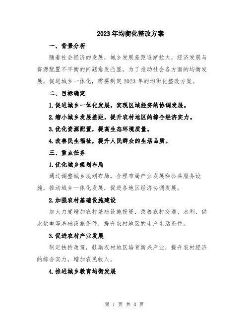 2023年均衡化整改方案