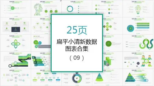 简约扁平小清新ppt数据图表