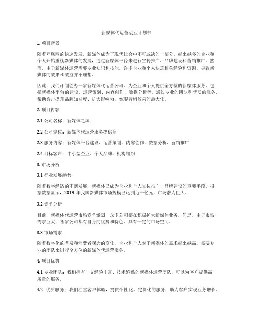 新媒体代运营创业计划书