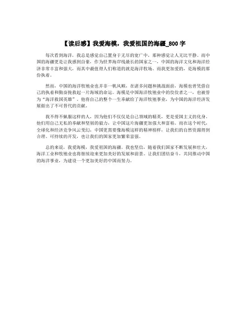 【读后感】我爱海模,我爱祖国的海疆_800字